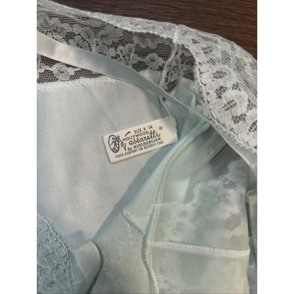 Vintage Vaserette Munsingwear Slip Dress Mint‎  Green 34 A  Lace Fairycore